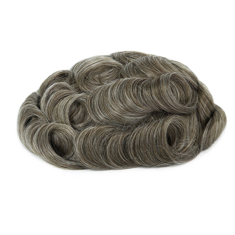 Mens Toupee Ultra Thin Skin 0.02mm Human Hair Replacement System Hairpiece #1740