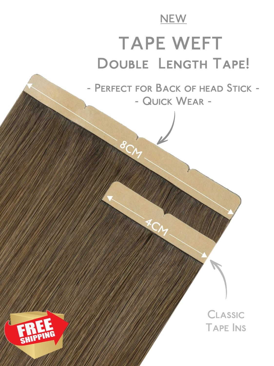 Wennalife 8cm Walnut Brown Ash Blonde Tape Hair 16 Inch