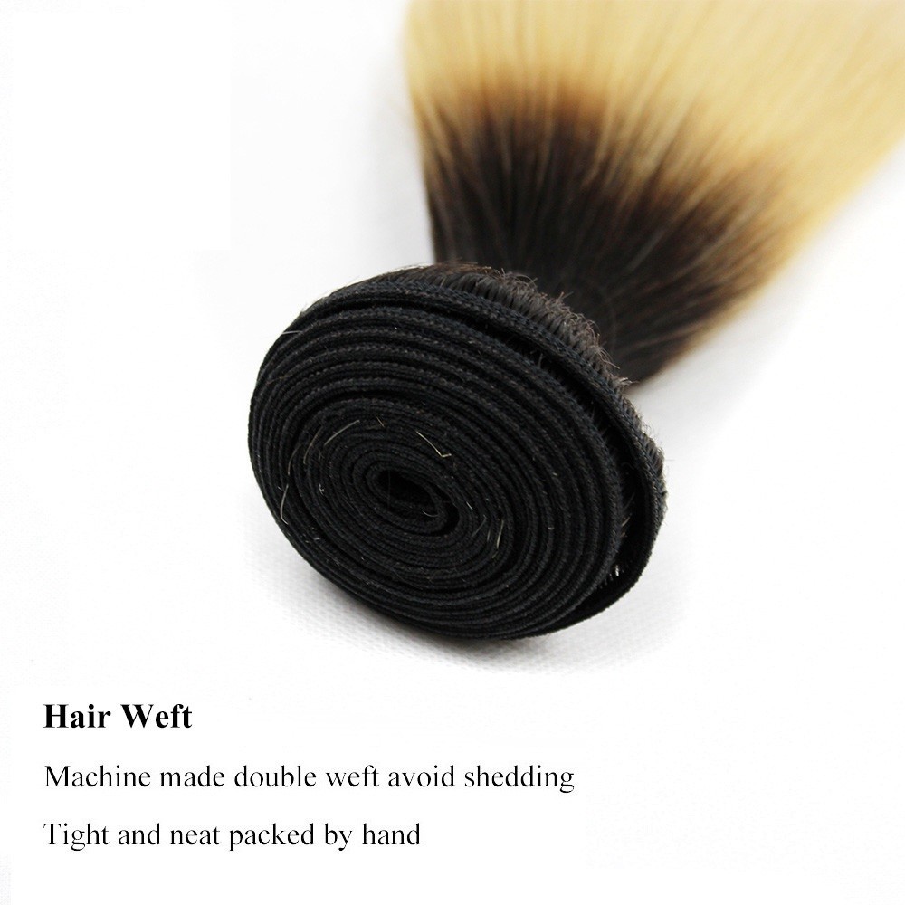 Ombre 1B/613 Straight Virgin Remy Human Hair 1 or 3 bundles US seller