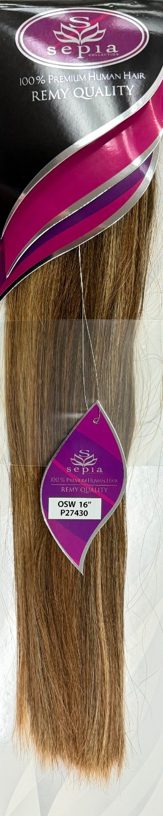 Sepia Premium Remy 100% Human Hair Extensions 16″ Silky Straight #27/4/30 Blend