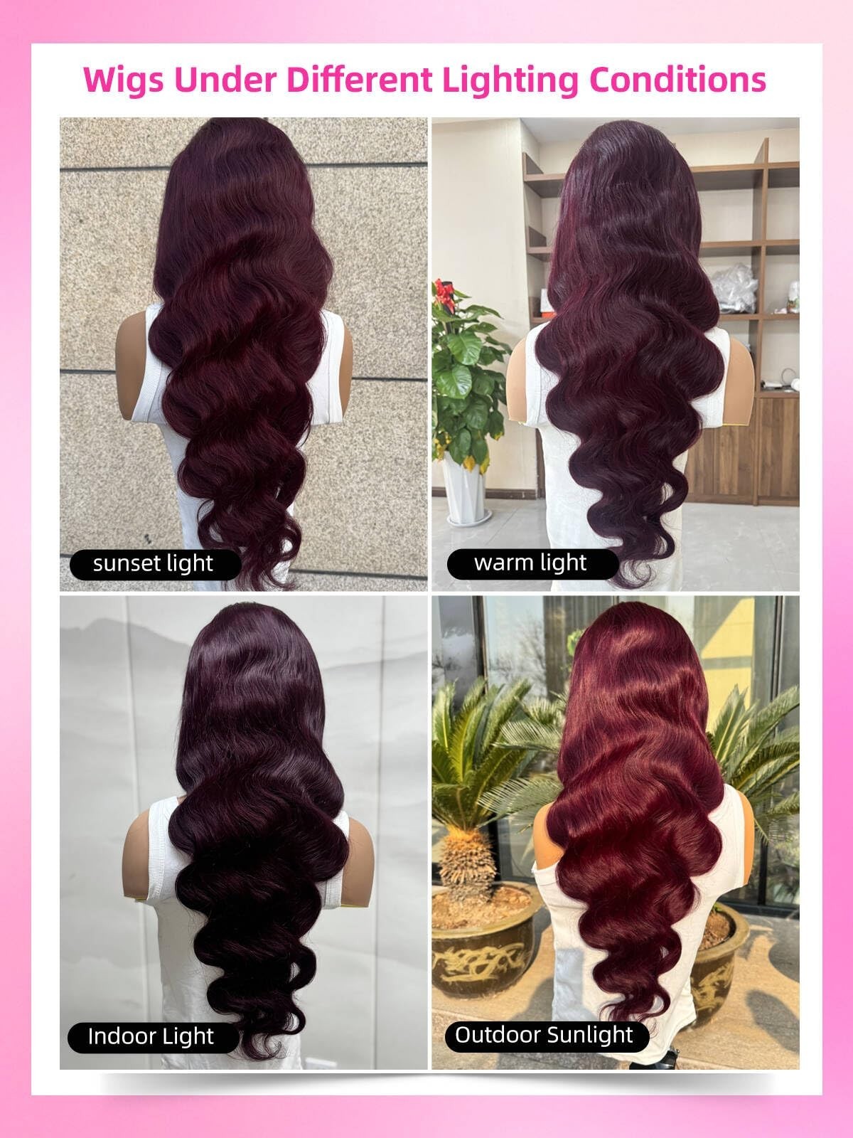 24″ Black Cherry Body Wave 360 Lace Front Wig – Human Hair, 200% Density, Gluele
