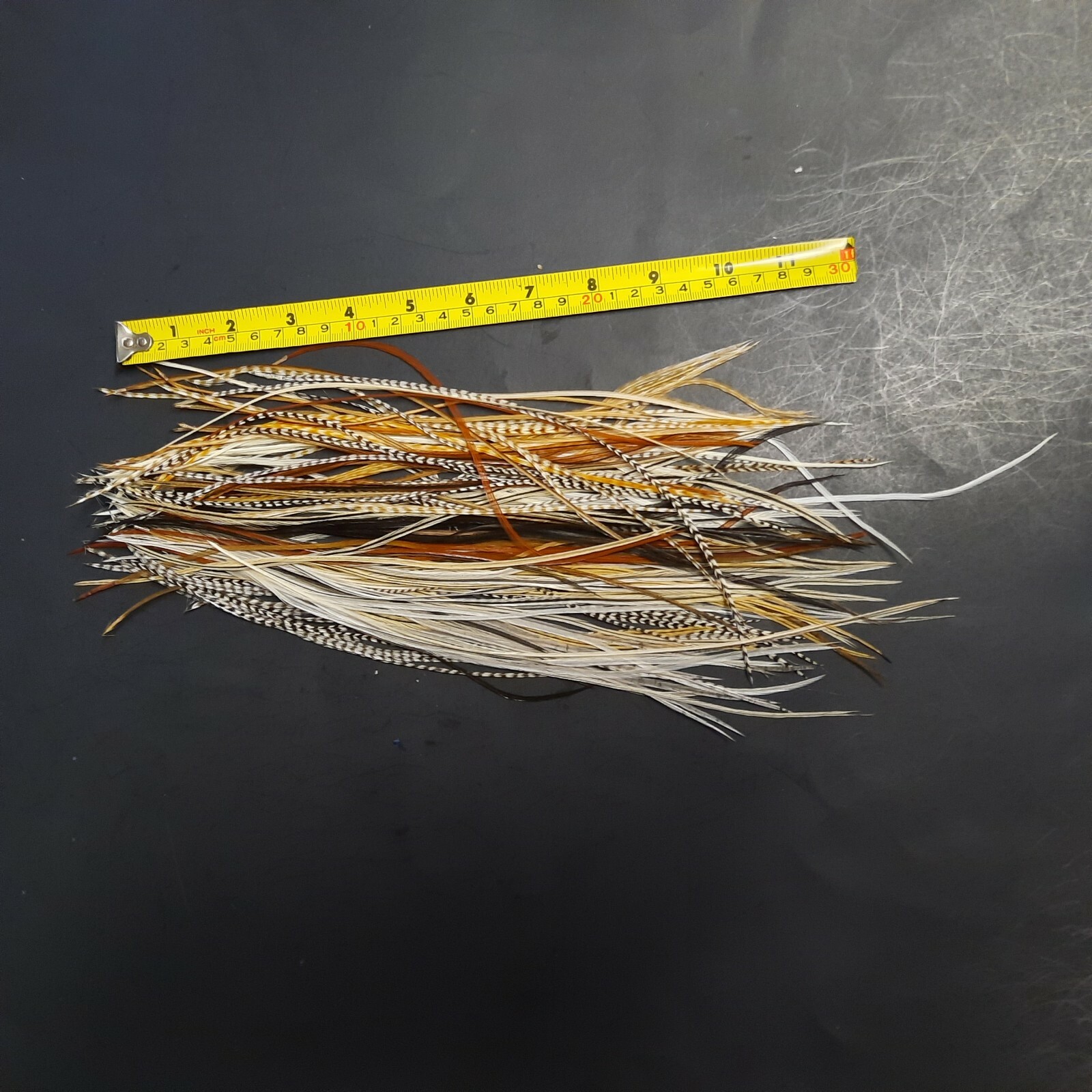 100 6 – 9+” Whiting Grizzly MIX ROOSTER SADDLE FEATHERS FOR HAIR EXTENSIONS