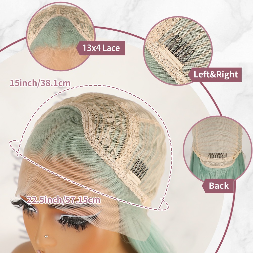Light Green Long Straight Hair 13×4 Lace Front Wigs Pre Plucked Natural Hairline