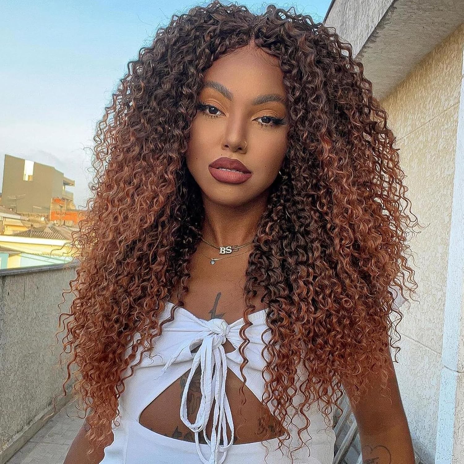 Xtrend Pre looped Brazilian Micro Kinky Curly Crochet Hair 24 Inch 8 Packs Ombre