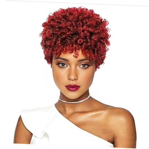 10Inch 5Packs Red Short Curl Crochet Hair for 10 Inch 6mm-5Packs #BUG/Red
