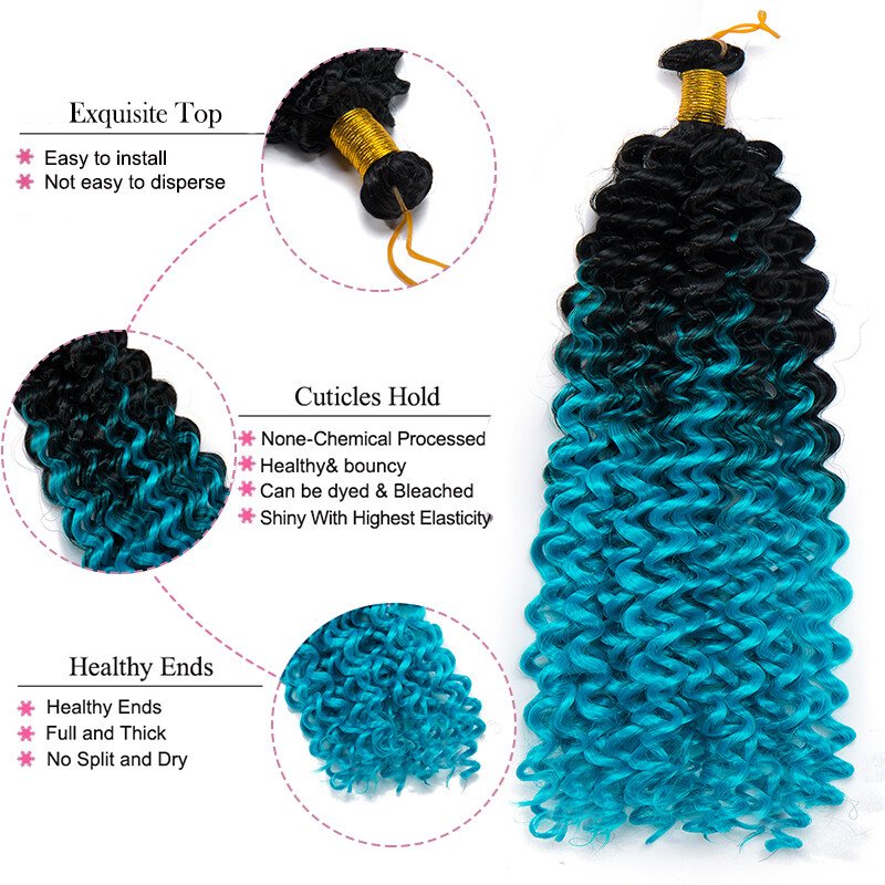 US Water Wave Braids Twist Afro Hair Crochet Extensions Ombre Deep Curly as Real