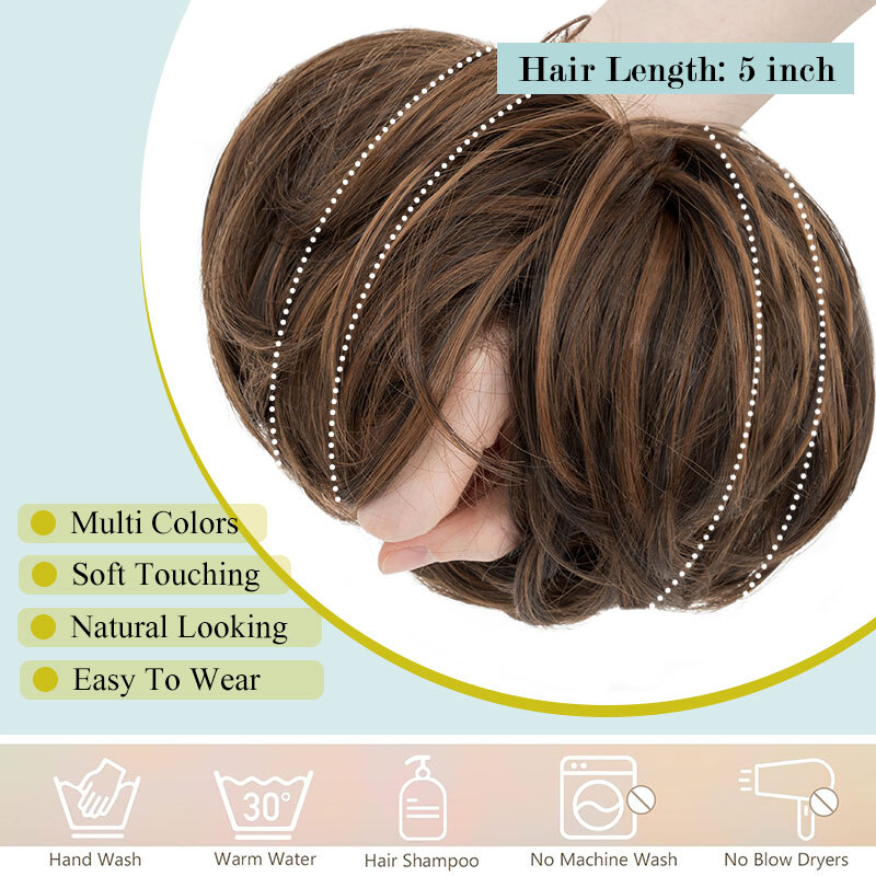 Women Girls Donut Hair Scrunchie Natural Easy Bun Hairpiece Messy Updo Extension