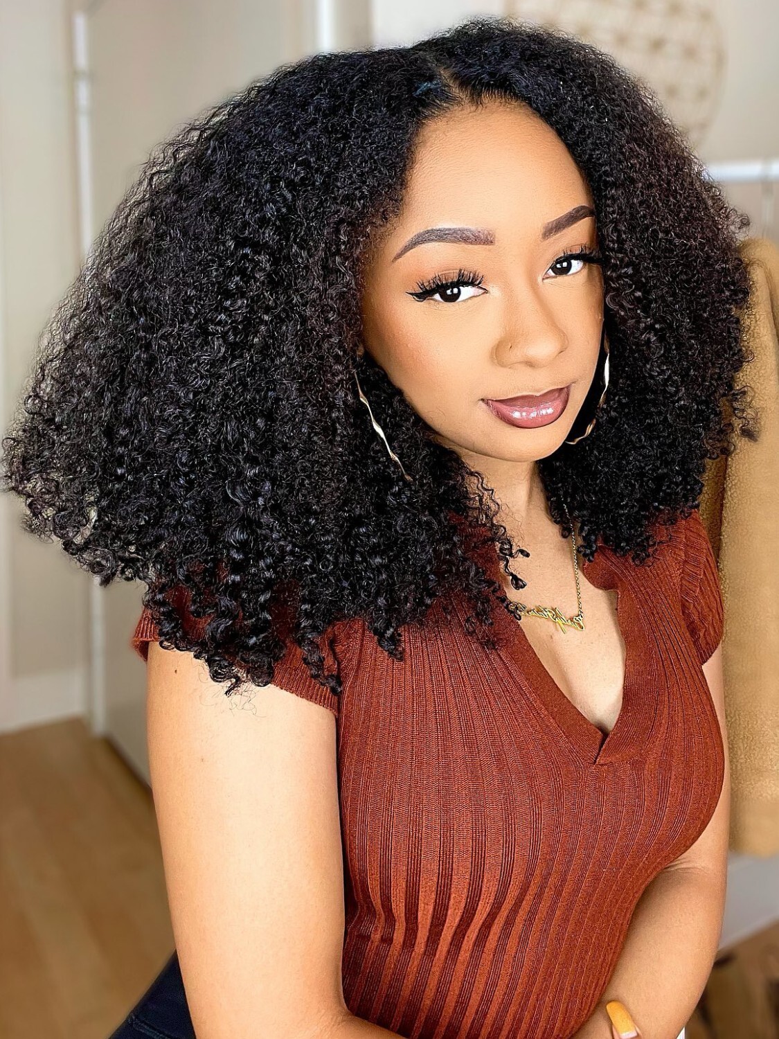 UNice Cambodian Kinky Curly Human Hair Extension Bundles with Lace Closure Weave