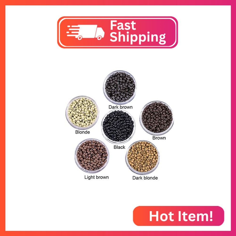 1000 Pcs Nano Ring Beads for Hair Extensions 3.0mm×1.5mm×2mm Silicone Lined Copp