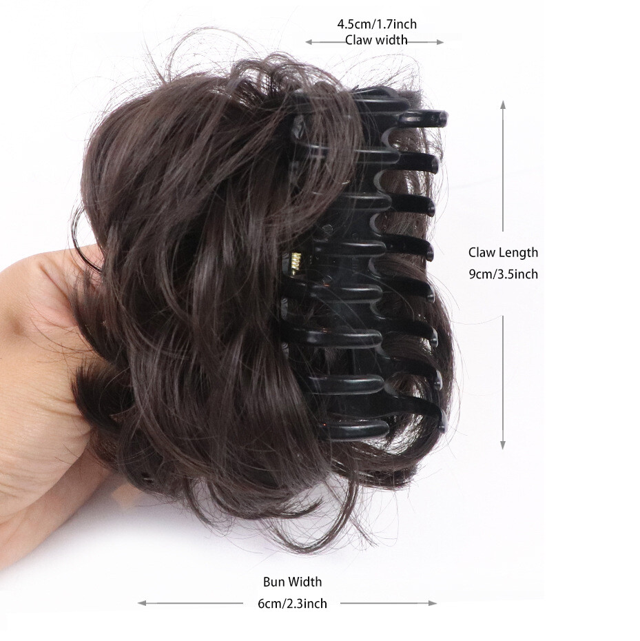 Mini Messy Curly Hair Bun Claw Clip in Chignon Updo Cover Hairpieces As Human
