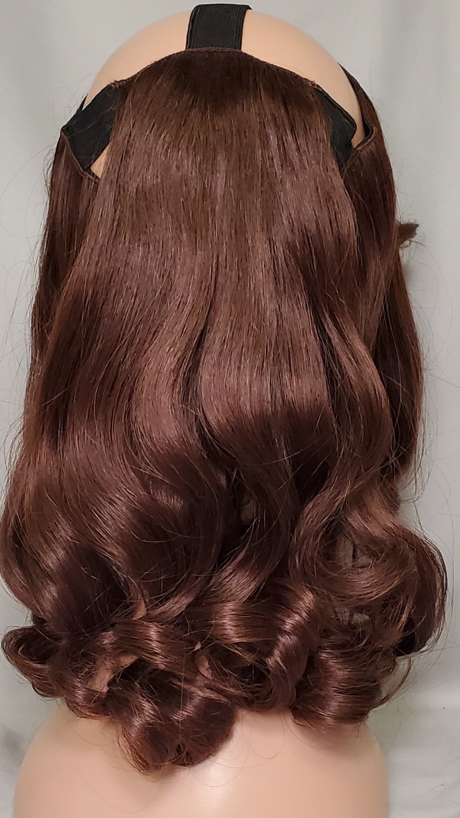 CMC Human hair Halo Bangs 4 Warm Brown NWOT Display (Hat NOT included)