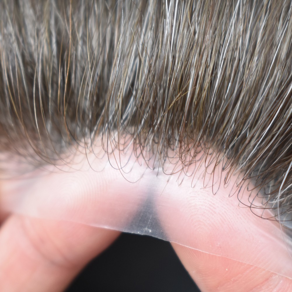 Hair Piece for Men Ultra Thin Skin V-looped Mens Toupee Full Poly Human Hair 70%