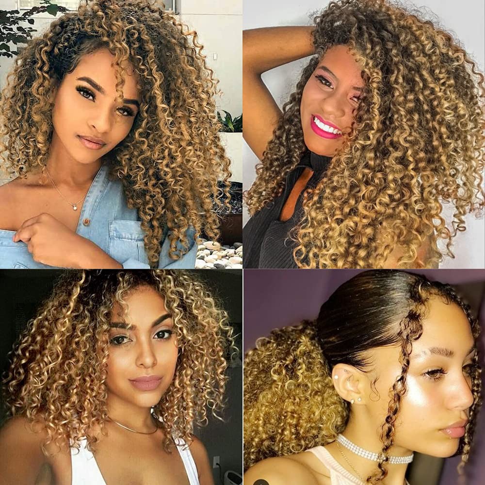 Niegmeag 1B/27 Omber Blonde Kinky Curly Bundles Human Hair Doubles Weft