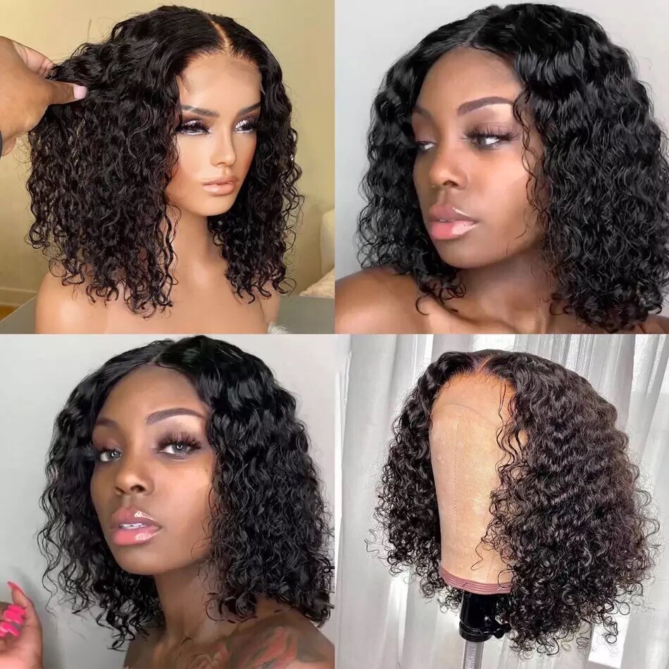 14Inch 13×4 Lace Front Human Hair Curly Wig Brown Brazilian Remy