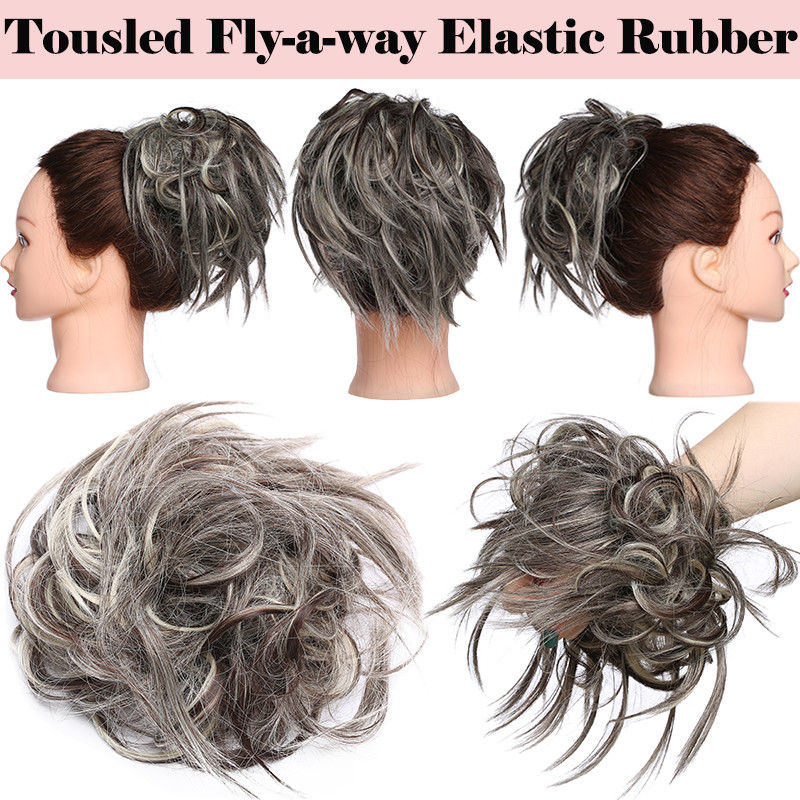 NEW ARRIVALS!! 7″ Long Messy Curly Bun Real As Human Hair Extensions Ombre Pc US