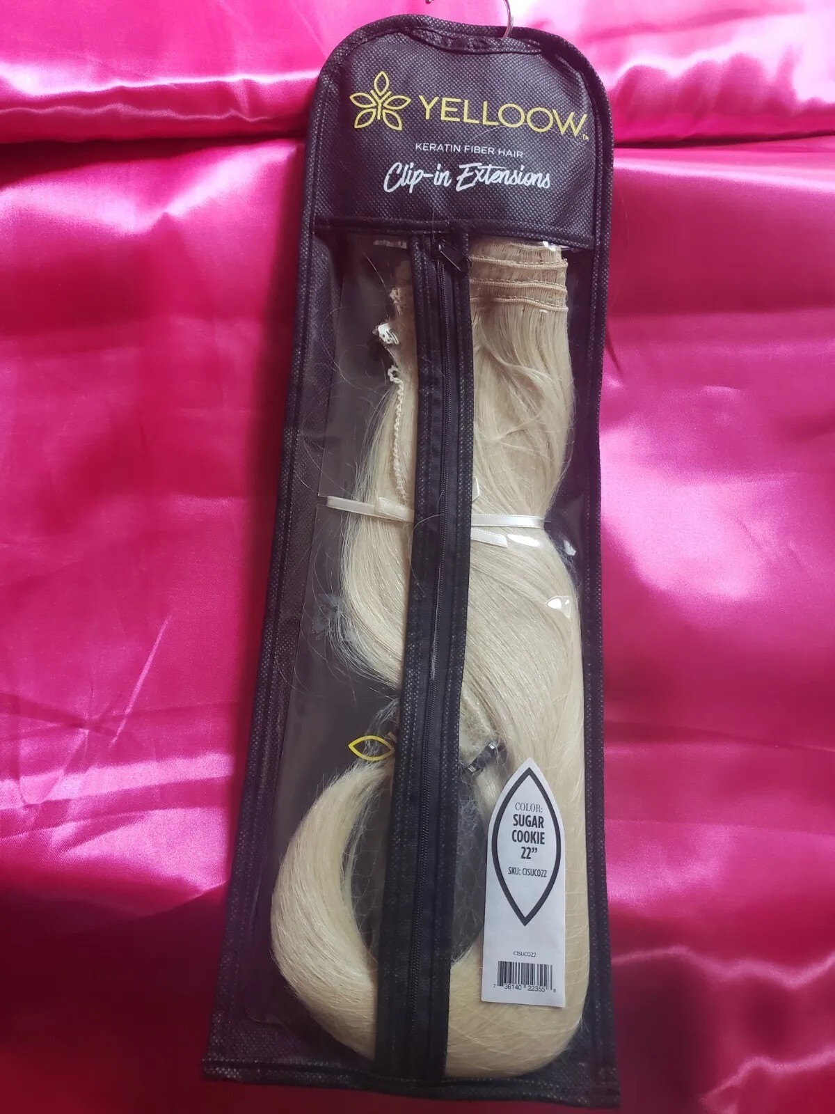 YELLOOW 10PC. Clip-in Hair Extensions Keratin Fiber. Stylable. Sugar cookie 22″