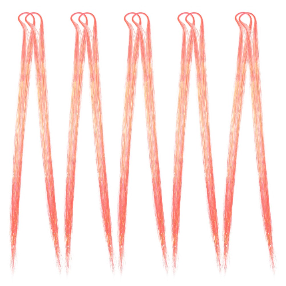 10Pcs Durable Hair Tinsel Kit Watermelon Red Metallic Hair Strands for Women