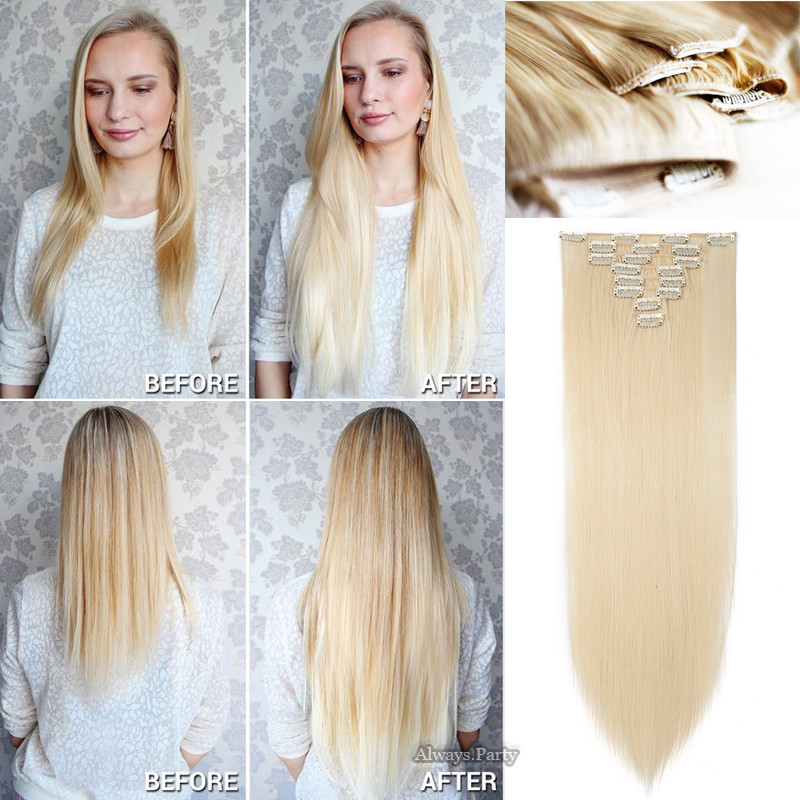 CLEARANCE Clip in as Human Hair Extensions Full Head 100% Real Hair Mix Blonde