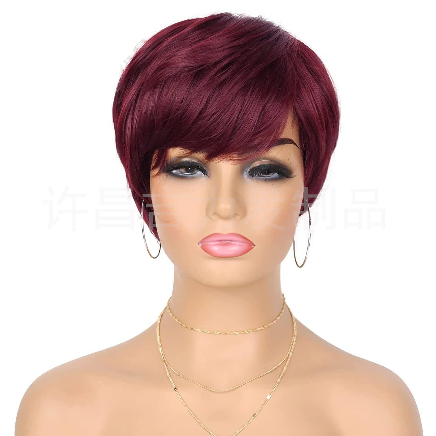 Fashion Short Cut Wigs Black White Blonde Wigs Burgundy Pixie Cut Wigs for Women