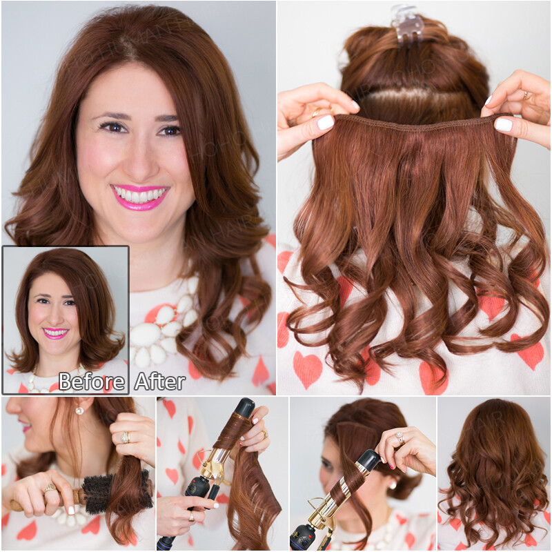 One Piece 9A Human Hair Extensions Clip In 100% Remy Real Weft Lucca Light Brown