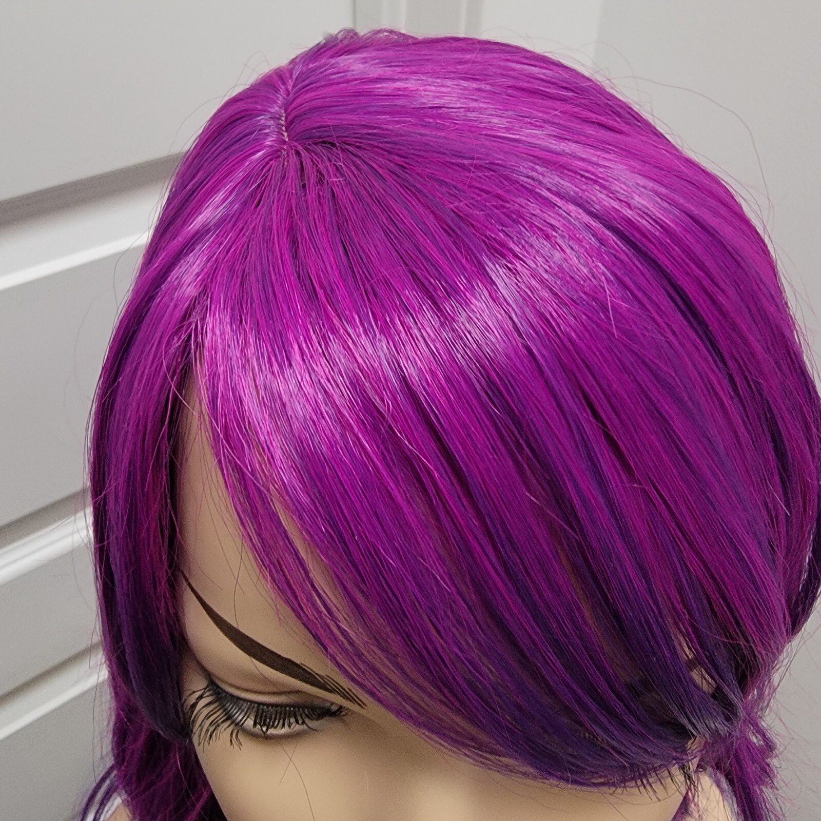 Purple/Violet Wig with Bangs Women’s Synthetic Hair Wavy Good Quality 14″ Sz M-L