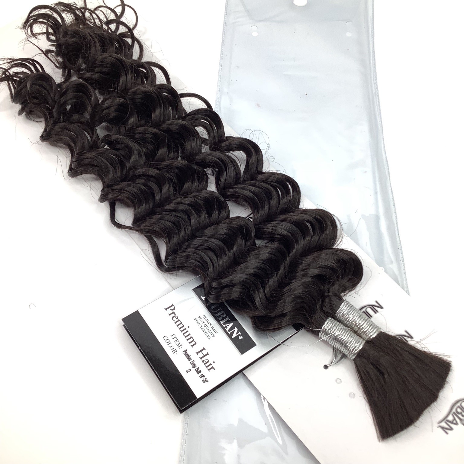 NUBIAN Premium Human Hair Extensions Deep Bulk 18-20″ Color 2 Wavy