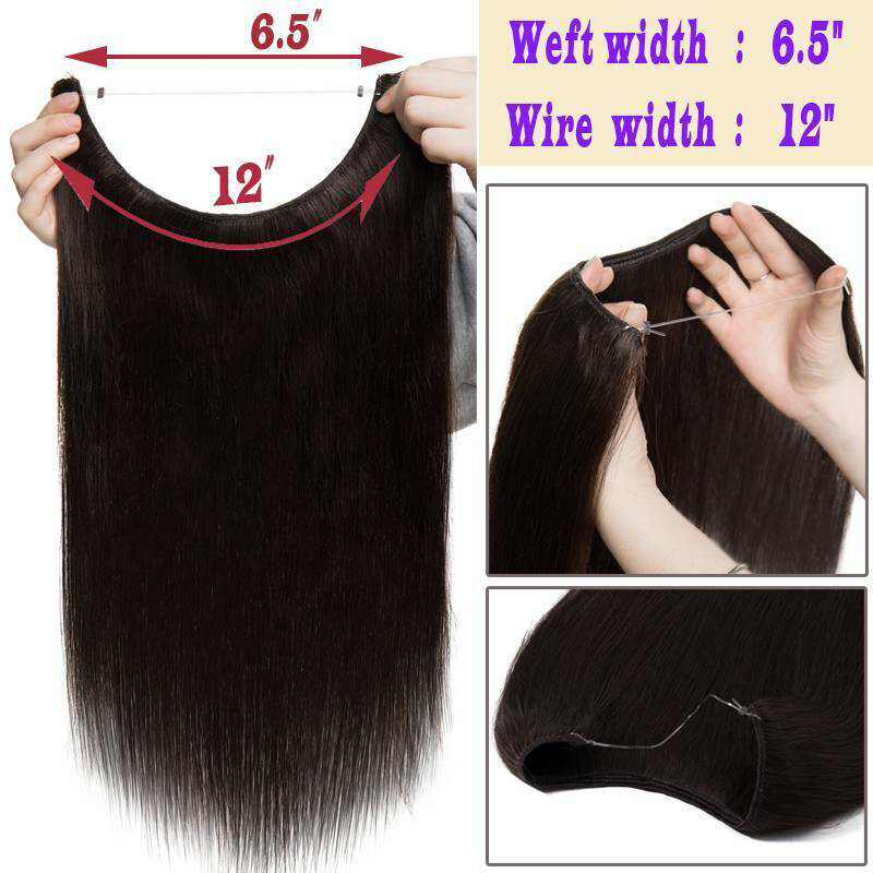 Wire On Clip In 100% Remy Human Hair Hairpiece Headband Extensions Hidden Ring