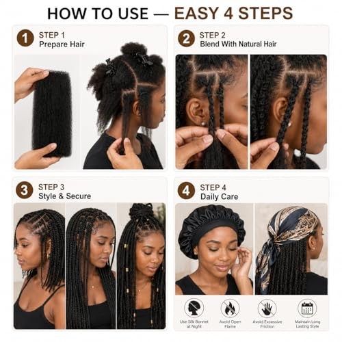 100% Human Hair 4C Afro Kinky Bulk Hair for Braiding | 10 Inch 50g Natural