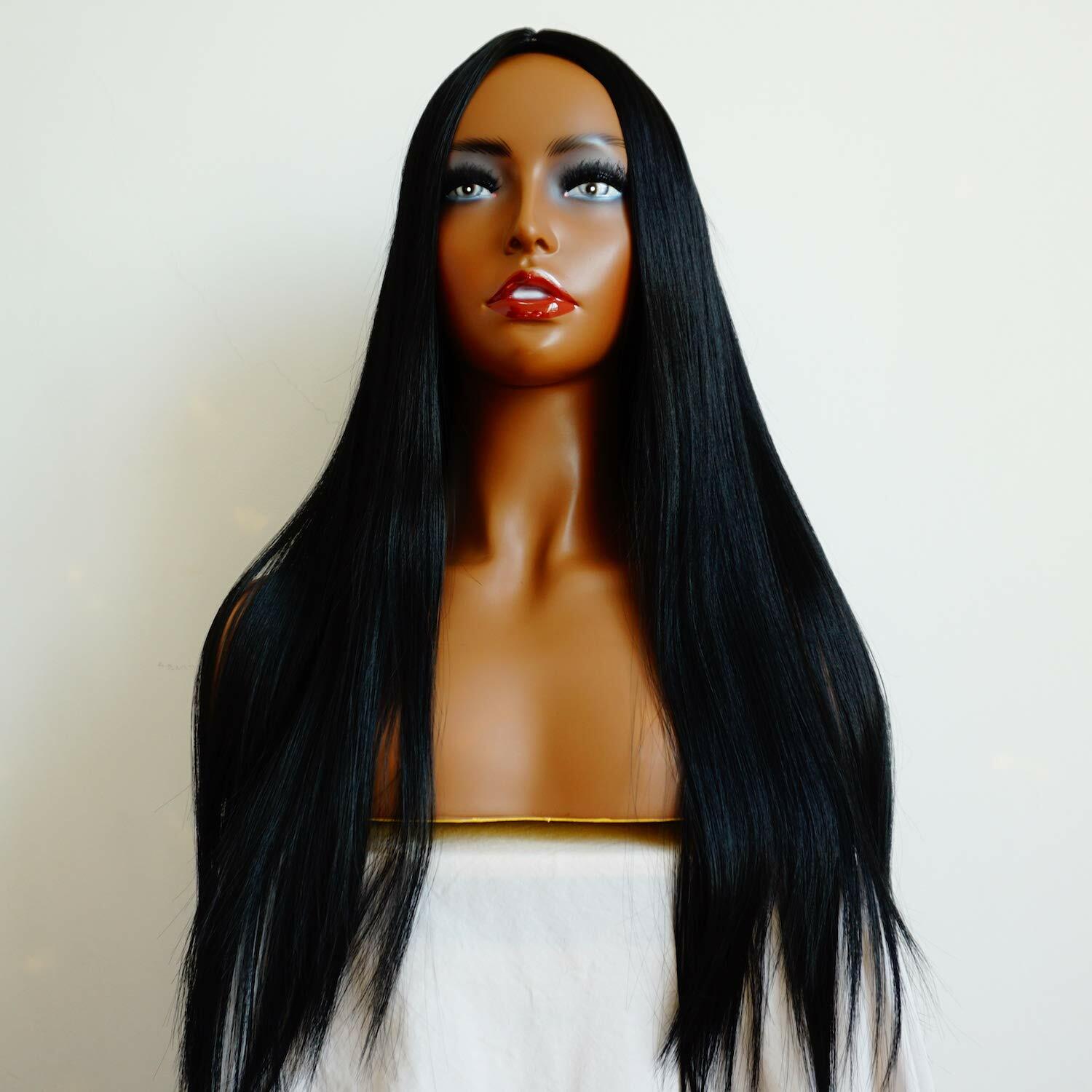 Long Straight Black Wigs Middle Part Black Wig Long Wig for Women Natural Soft