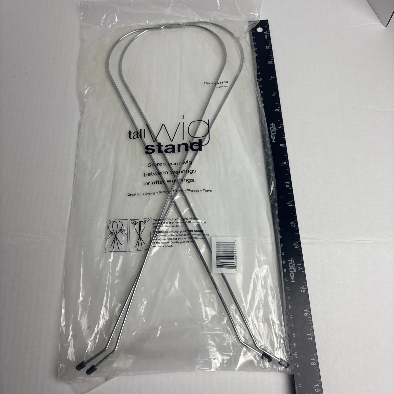 Tall Wig Hair Stand Metal New in Package Drying Setting Styling Storage Travel
