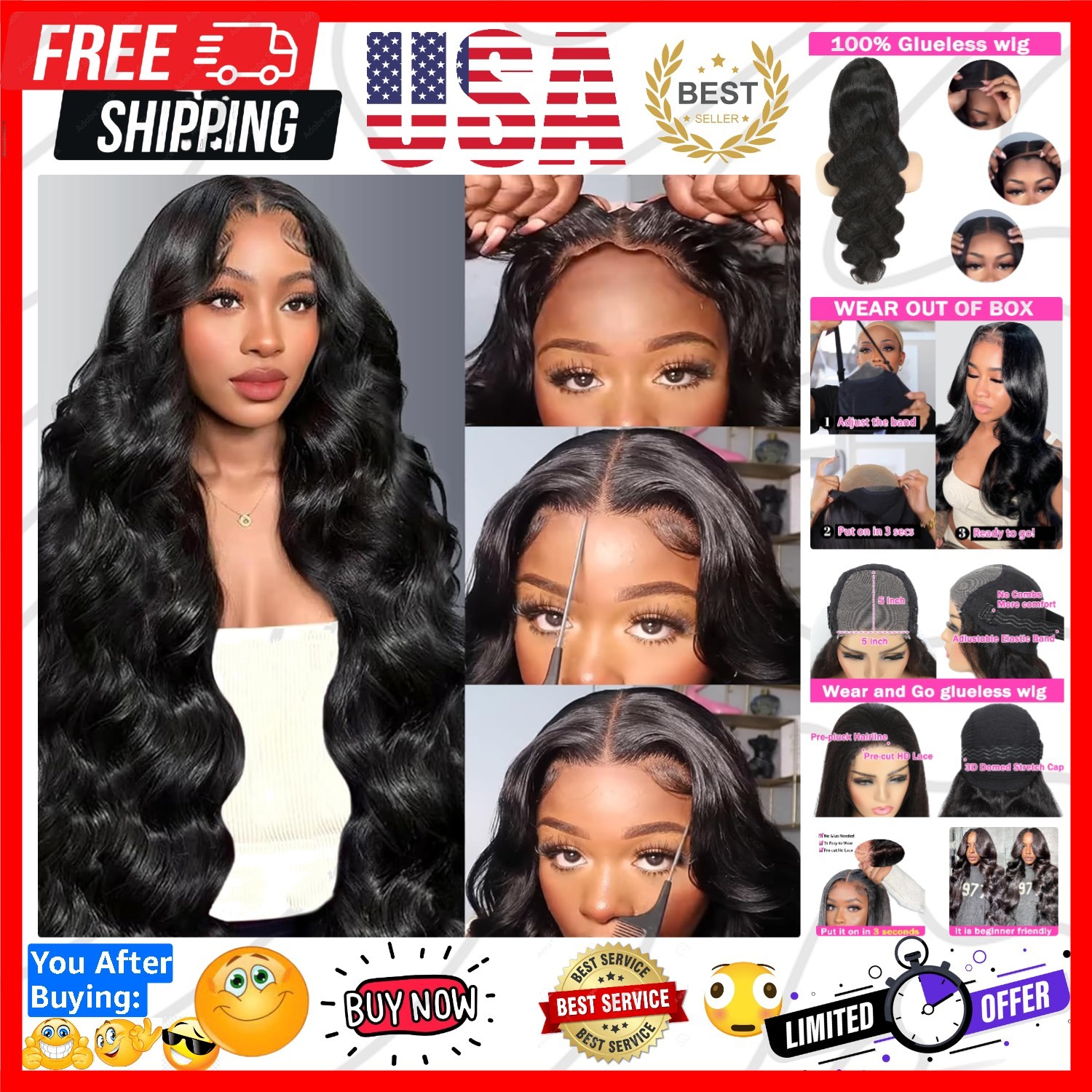 26 Inch Wear and Go Glueless Wigs Human Hair Pre Plucked Pre Cut 5×5 Hd Lace …
