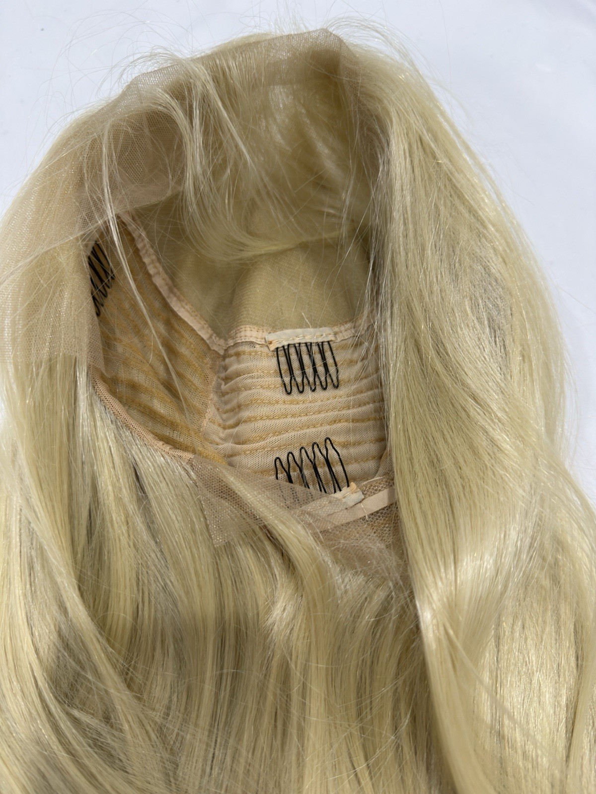 FUHSI Kanekalon Synthetic Lace Front Wig 22” Straight Blonde 613# 250% Density
