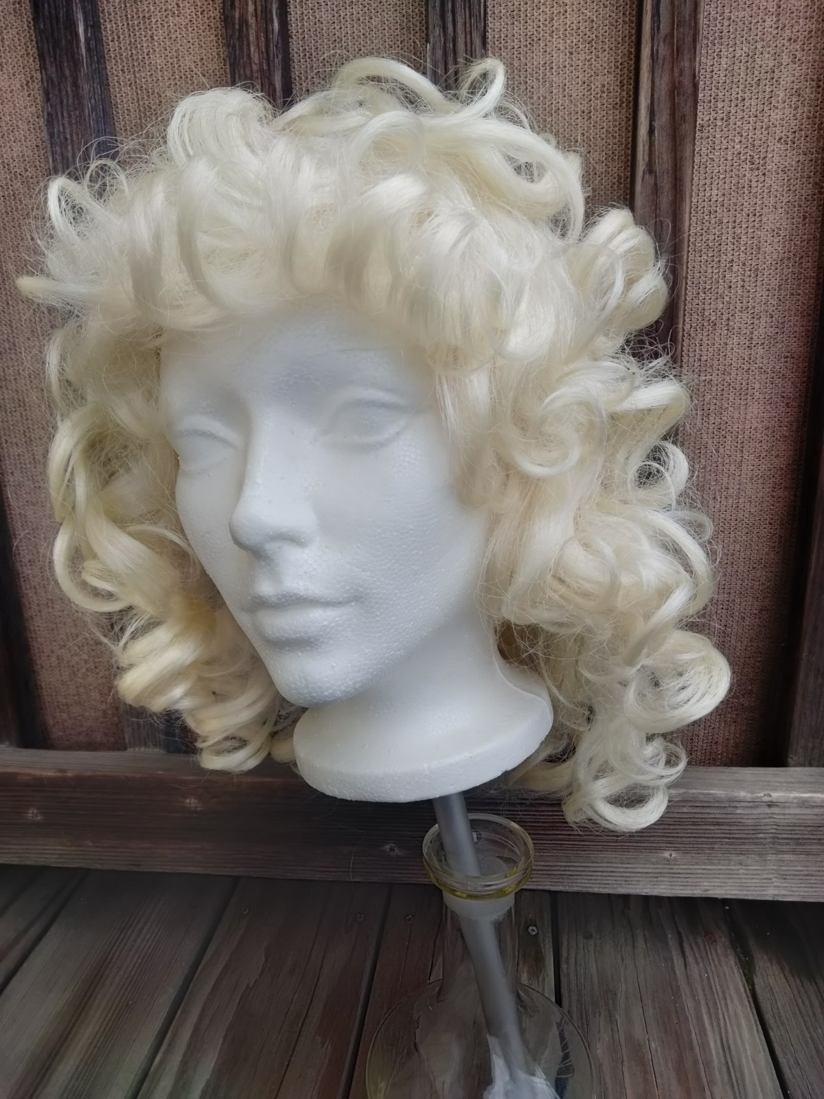 Vintage WEST BAY Curly Wig Blonde Synthetic Modacrylic Korea Japan Fiber
