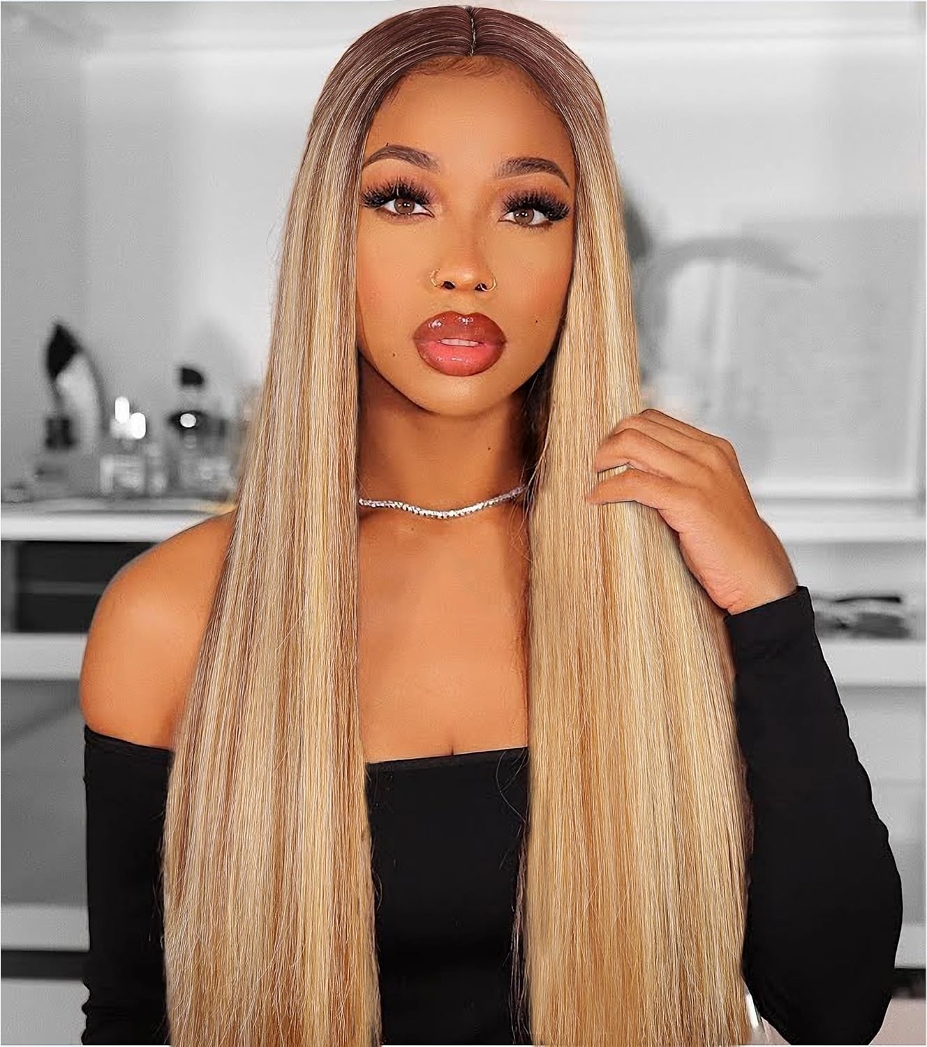 30-Inch Ombre Highlight Blonde Wigs for Black Women – Luxurious & Stylish