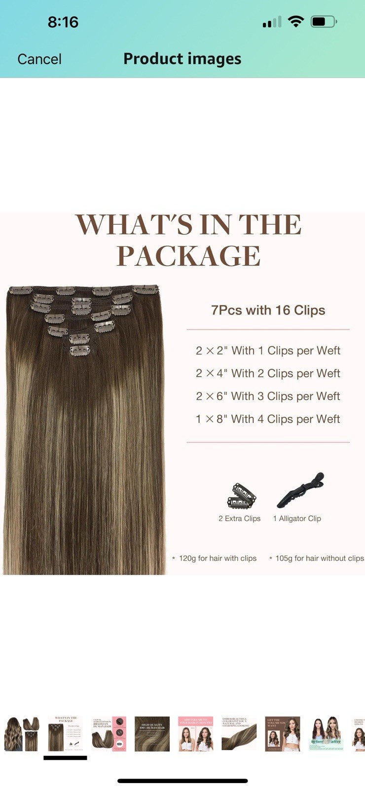 GOO GOO Clip In Human Hair Extensions 14in, Chocolate Brown To Honey Blond