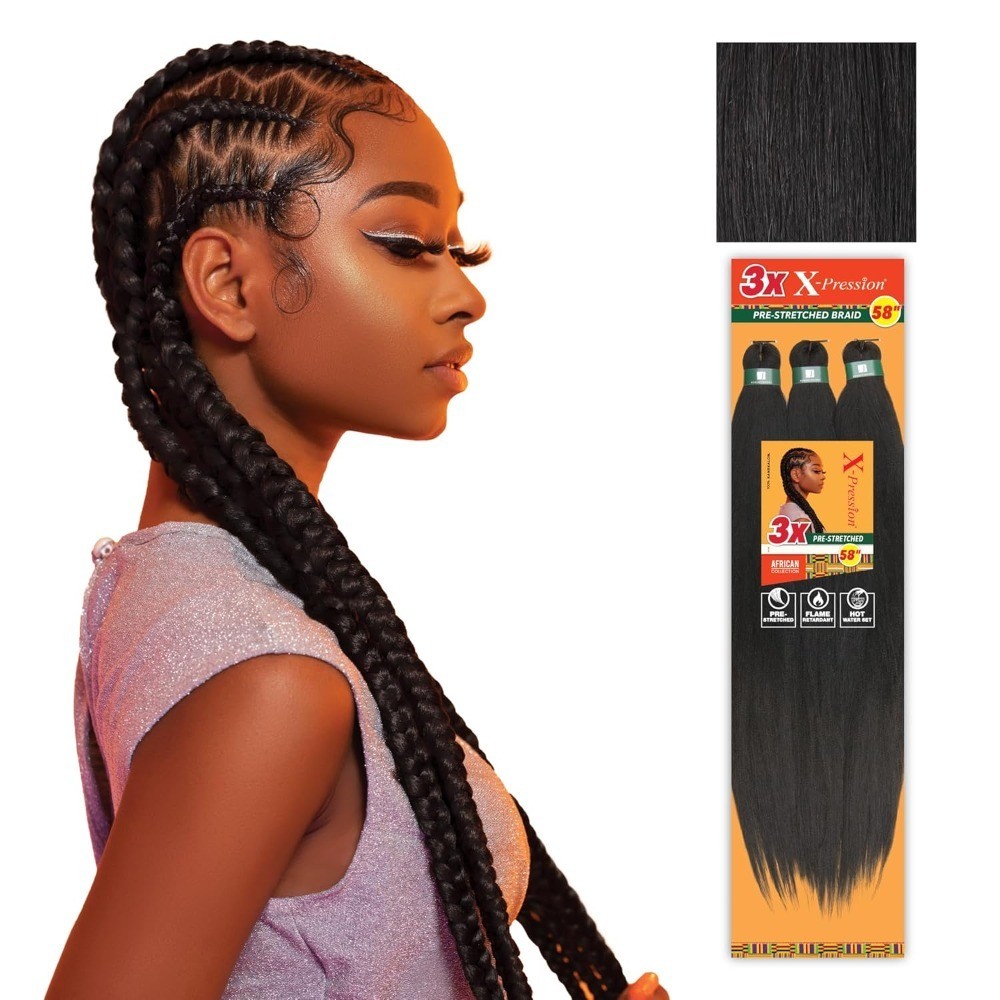 Prestretched Braiding Hair Kanekalon Flame Retardant Synthetic Braid 3X Extra