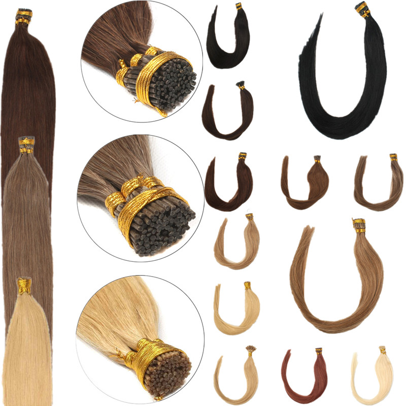 12″~28″ Women Remy Stick I-Tip Human Hair Extensions 50g & 100g More Colors