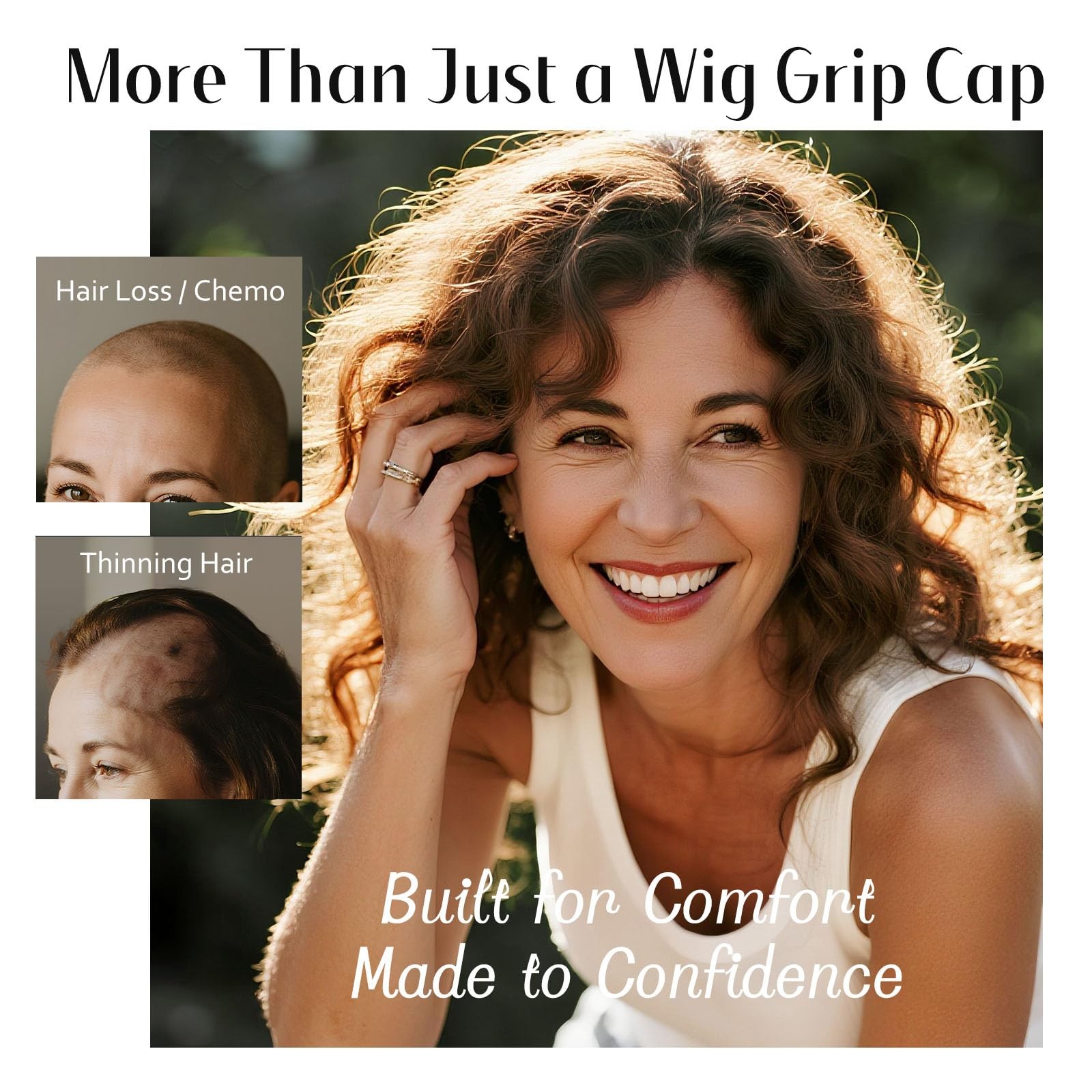 Dreamlover Wide Wig Grip Cap for Women, 2-in-1 Breathable 25 cm, Brown