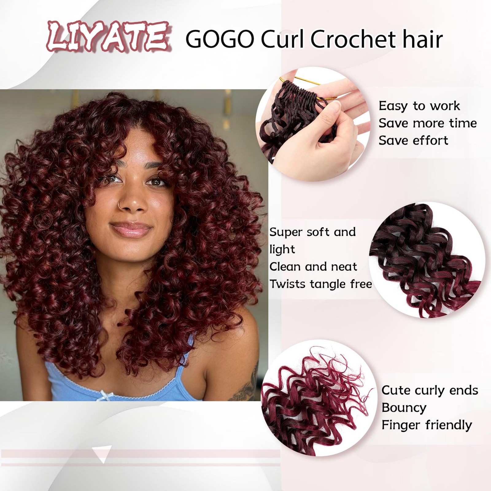 7 Packs Gogo Curl Crochet Hair 8 Inch Pre-Twisted Curly – Women