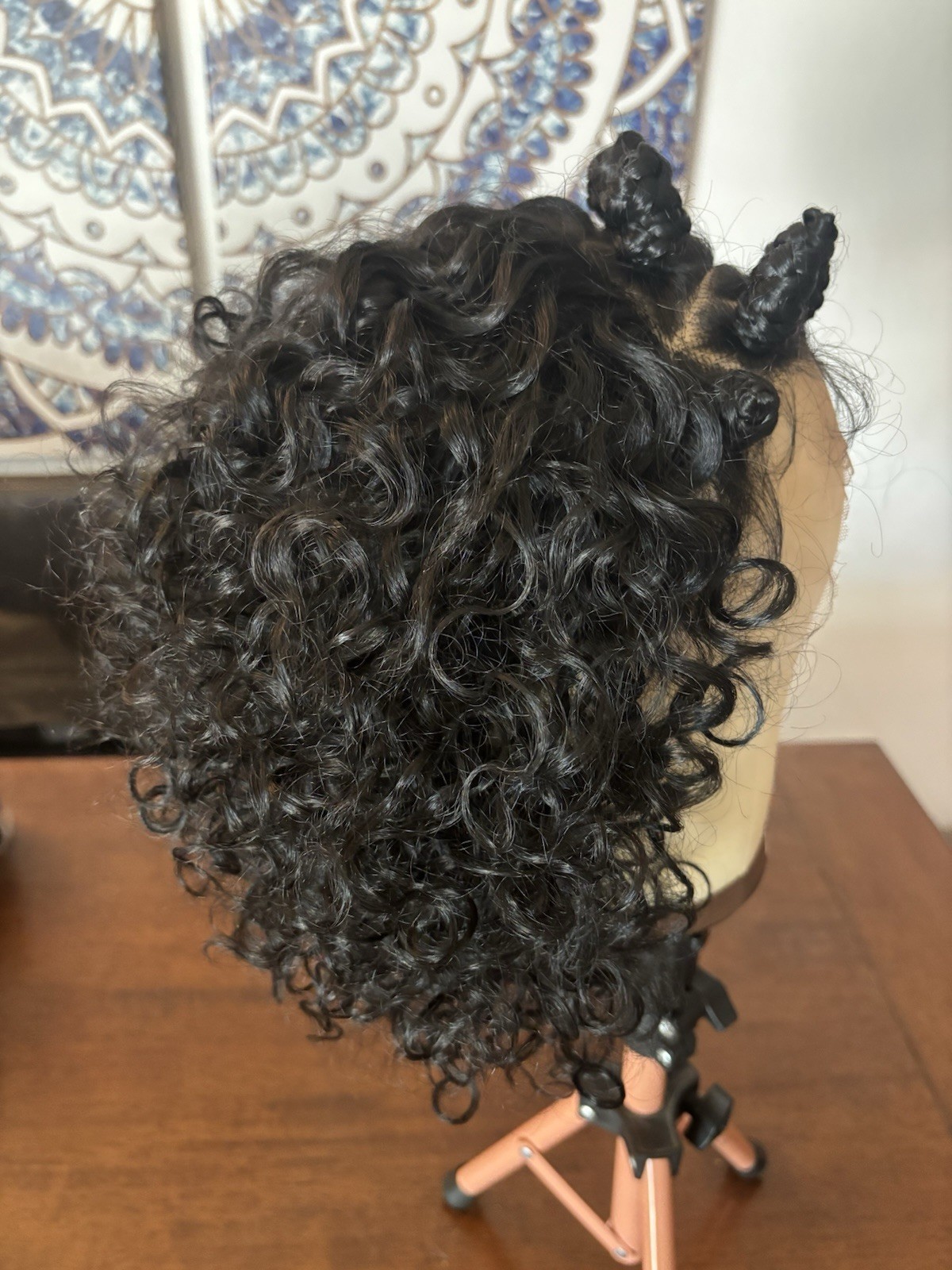 Lave Front Curly Synthetic Breaded Stylish Dark Brunette Bob Wig