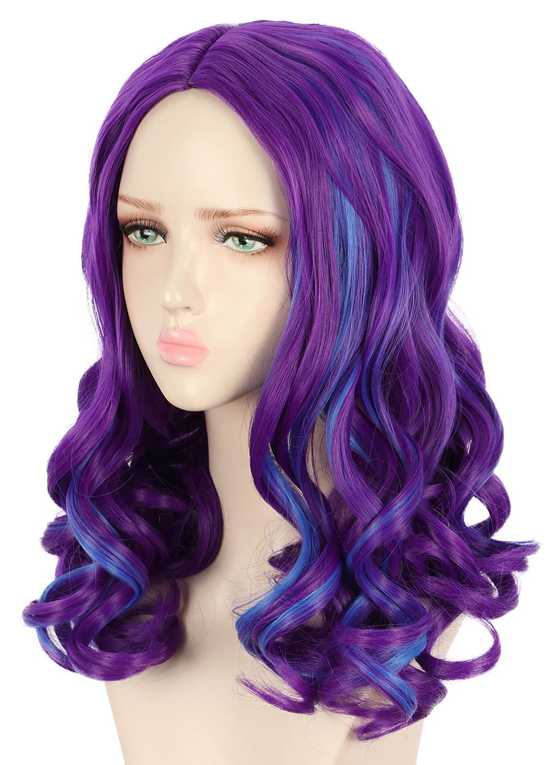 Adult Women Long Curly Purple Wig Anime Role Party Cosplay Costume Hair Heat …
