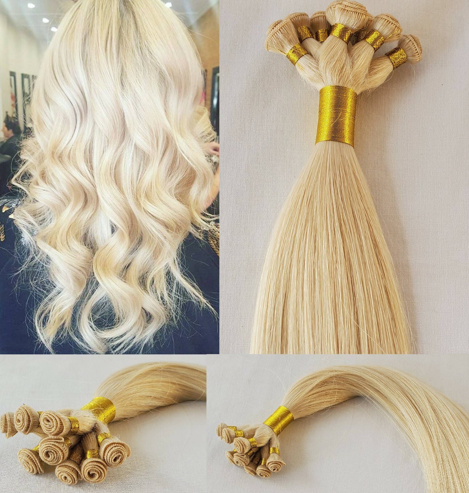18″, 20″, 22″ Hand-Tied Weft, 100 grams, Human Remy Hair Extensions # 60