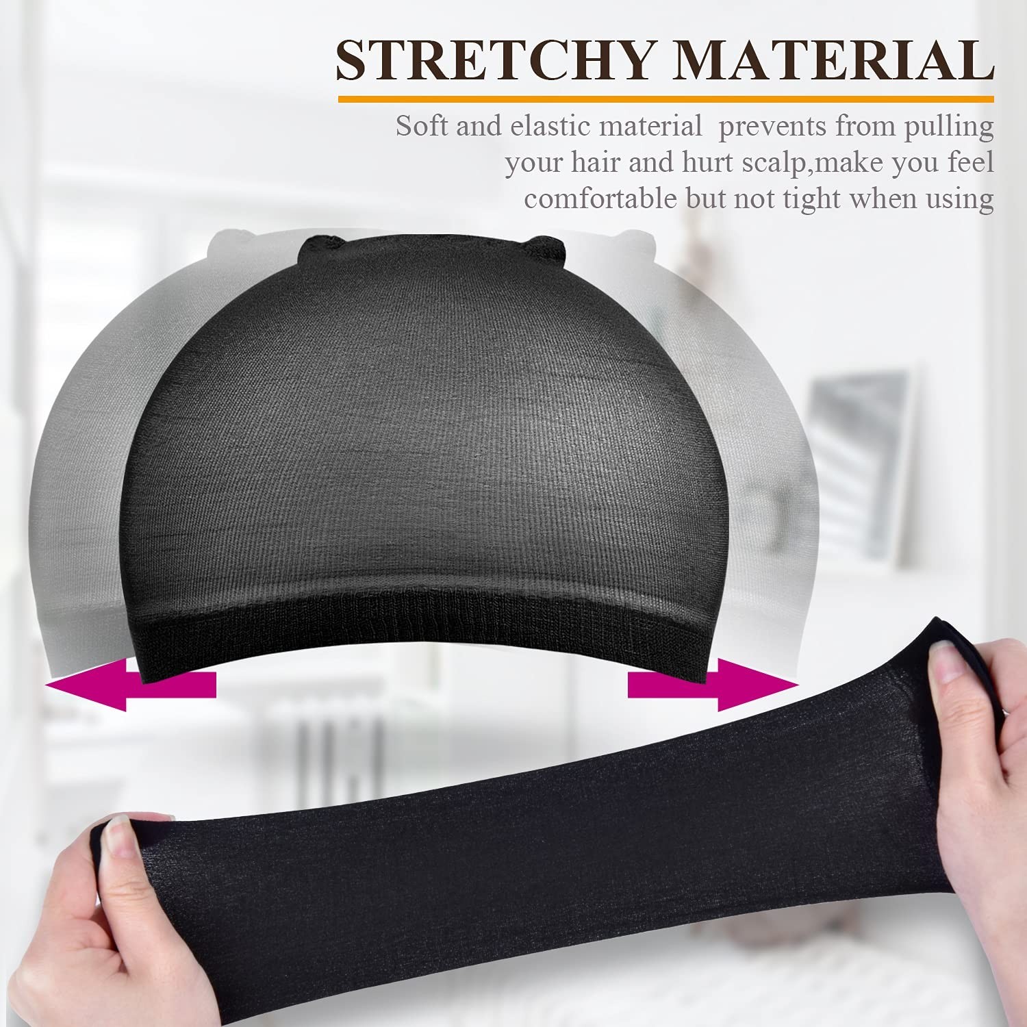 20 Durable Black Nylon Wig Caps – Secure Fit for Cosplay, Daily Wear & Halloween
