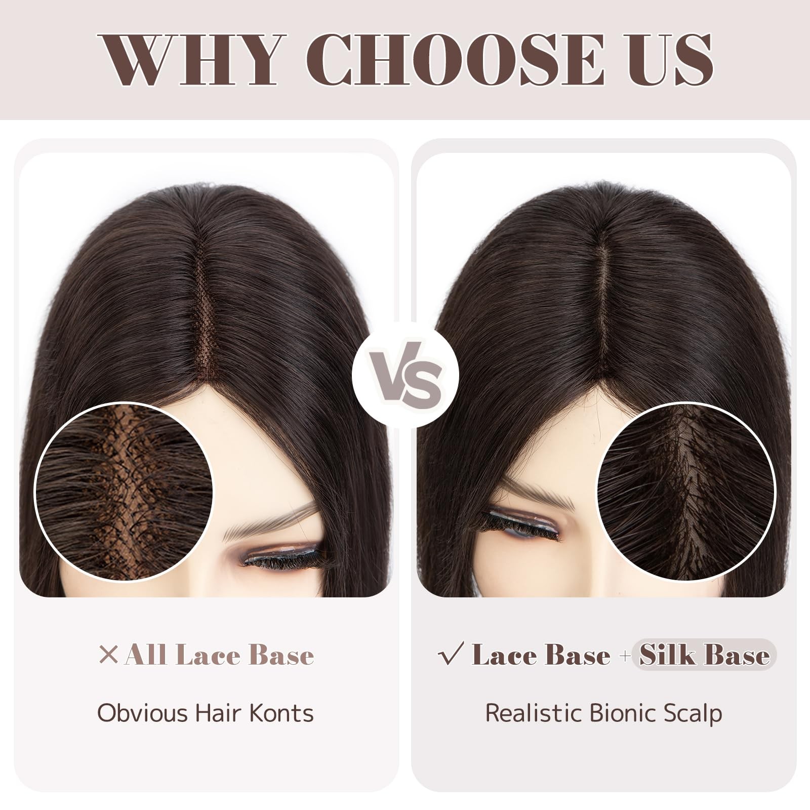 My-Lady Human Hair Toppers For Women Real Human Hair Pieces Thin 8 10Cm Silk