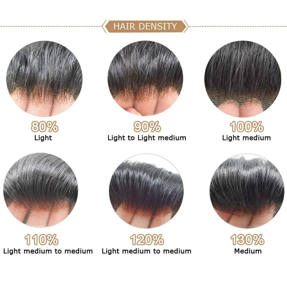 Mens Human Hair Replacement System Hairpiece Fine Mono Poly Skin Mens Toupee Wig