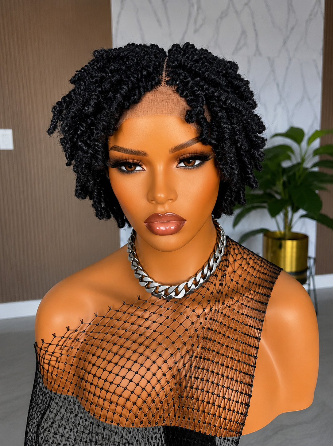 Short Kinky Twist Braided Wig for Women | 2×6 Closure Wig | Glueless Protective