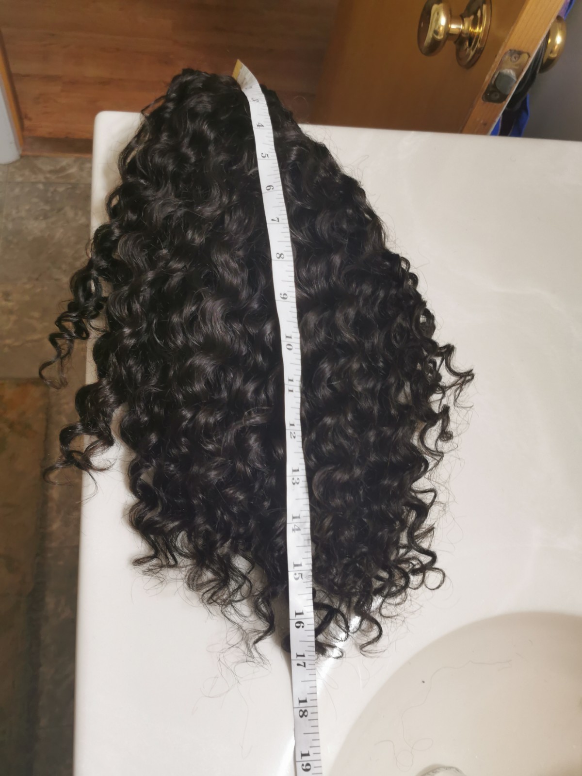 Quality Natural Black Burmese Curly Human Hair Headband Wig 16″