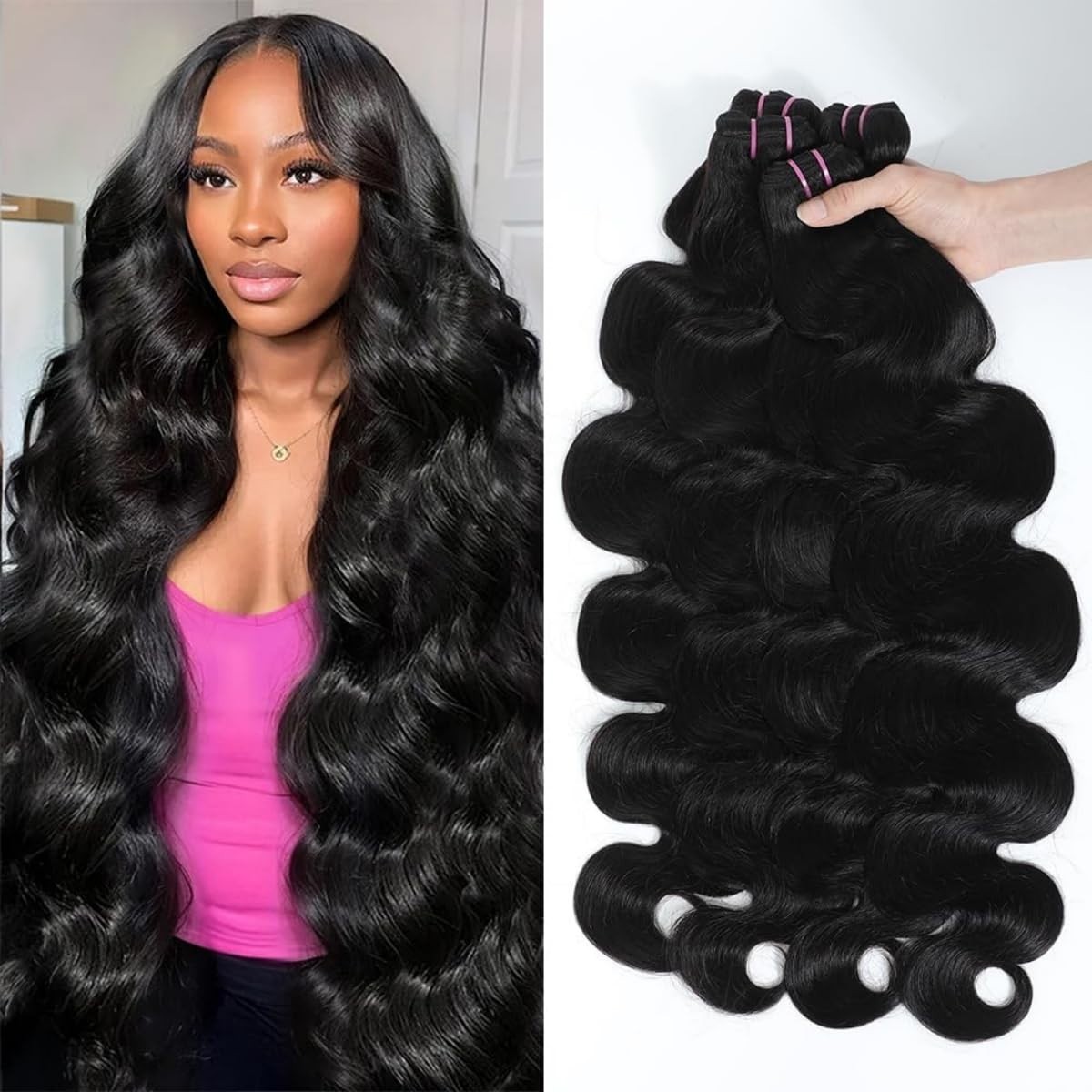 16A Body Wave Human Hair Bundles 100% Raw Virgin Hair 24-30 Inch No Shedding Tan