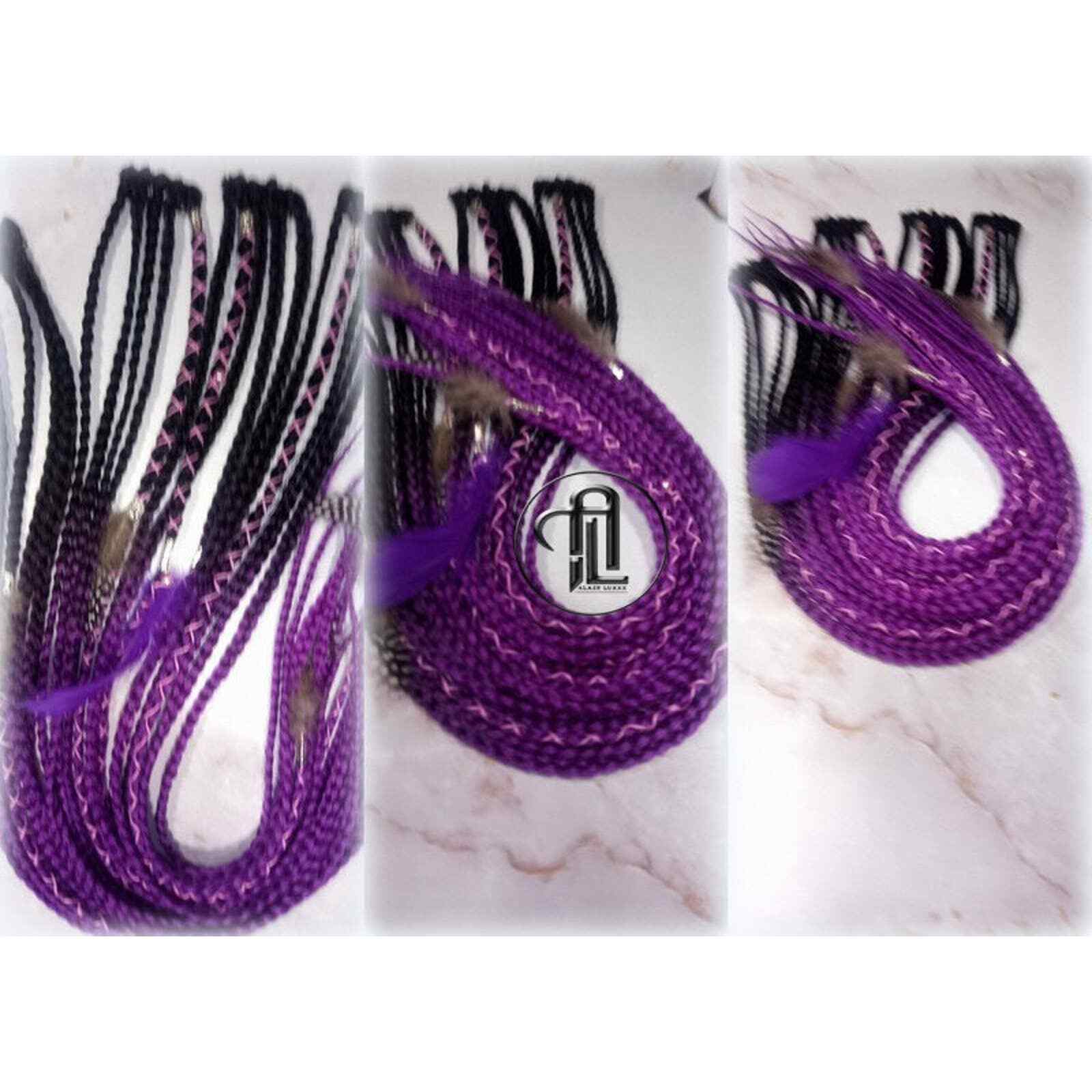 Black Purple Ombre Clip in Braid Long 24 in Boho Extensions Ombre Purple Rave