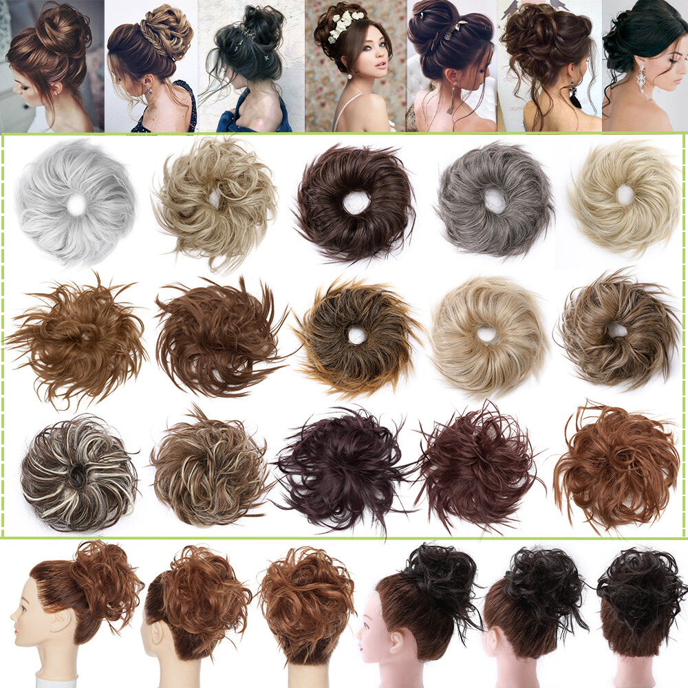 Thick X-Large Messy Bun Hair Piece Scrunchie Updo Wrap Hair Extensions Natural